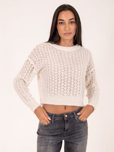 Pull Alysi Scollo a Barca in Alpaca Bianco