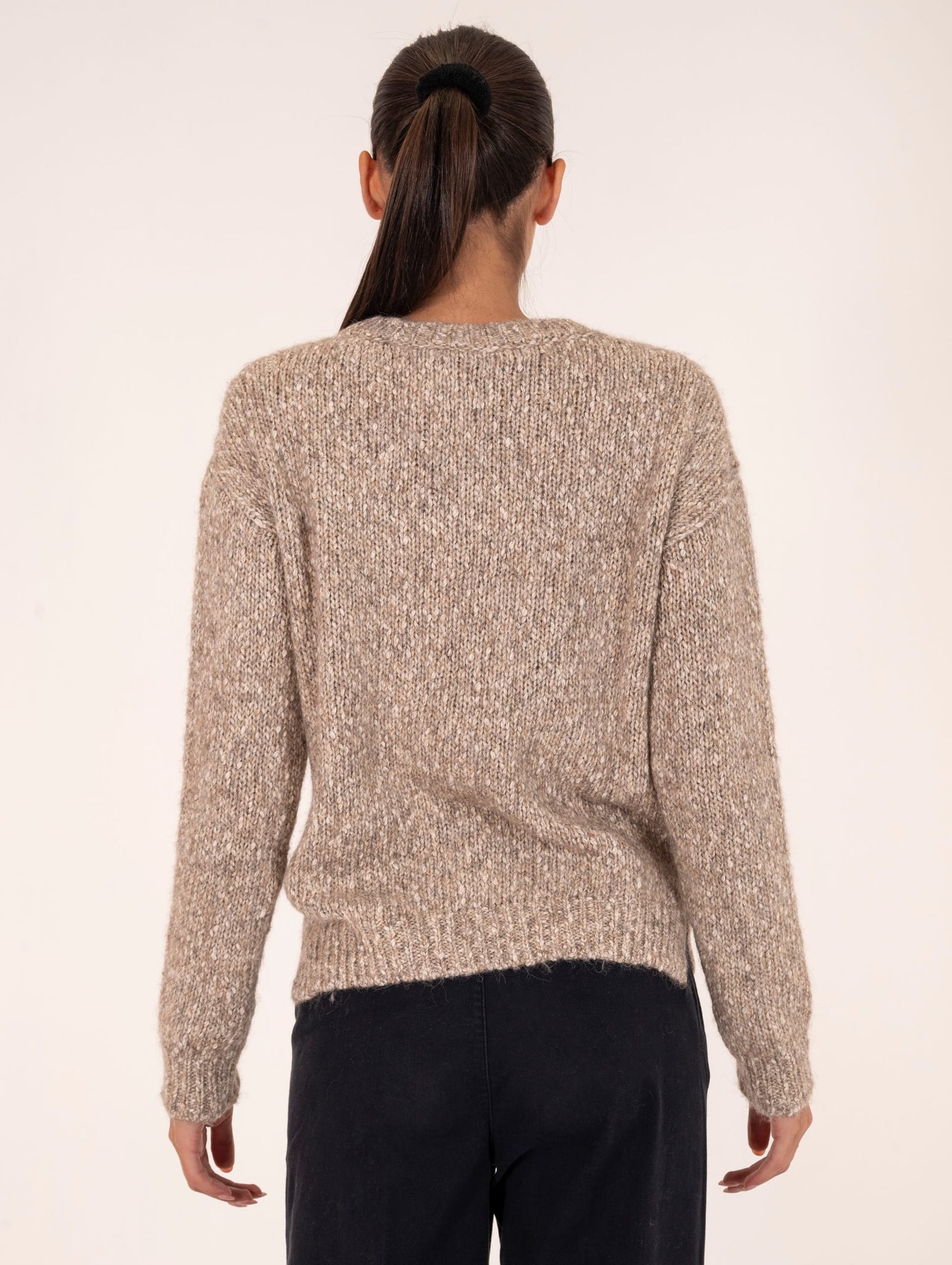 Pull Base in Cotone e Alpaca Beige Melange