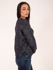 Pull Base in Cotone e Alpaca Blu Melange