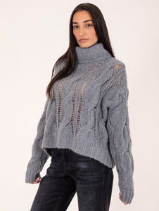 Pull Boxy Base in Alpaca Superfine e Lana Ceruleo