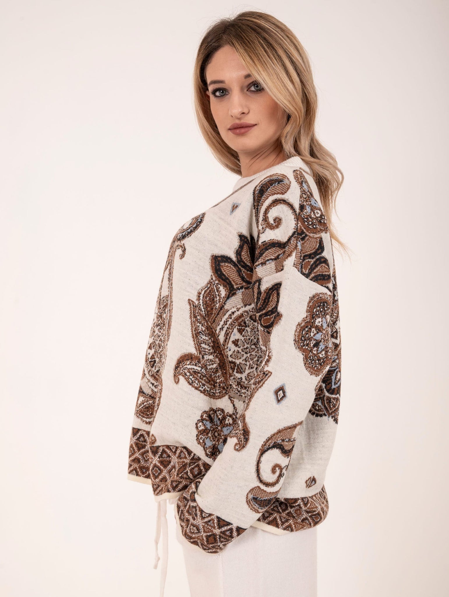 Pull Bye Fantasia Cashmere Bronzo e Panna