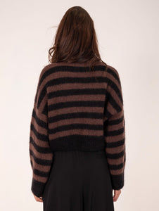 Pull Dolcevita Alysi in Mohair Marrone e Nero