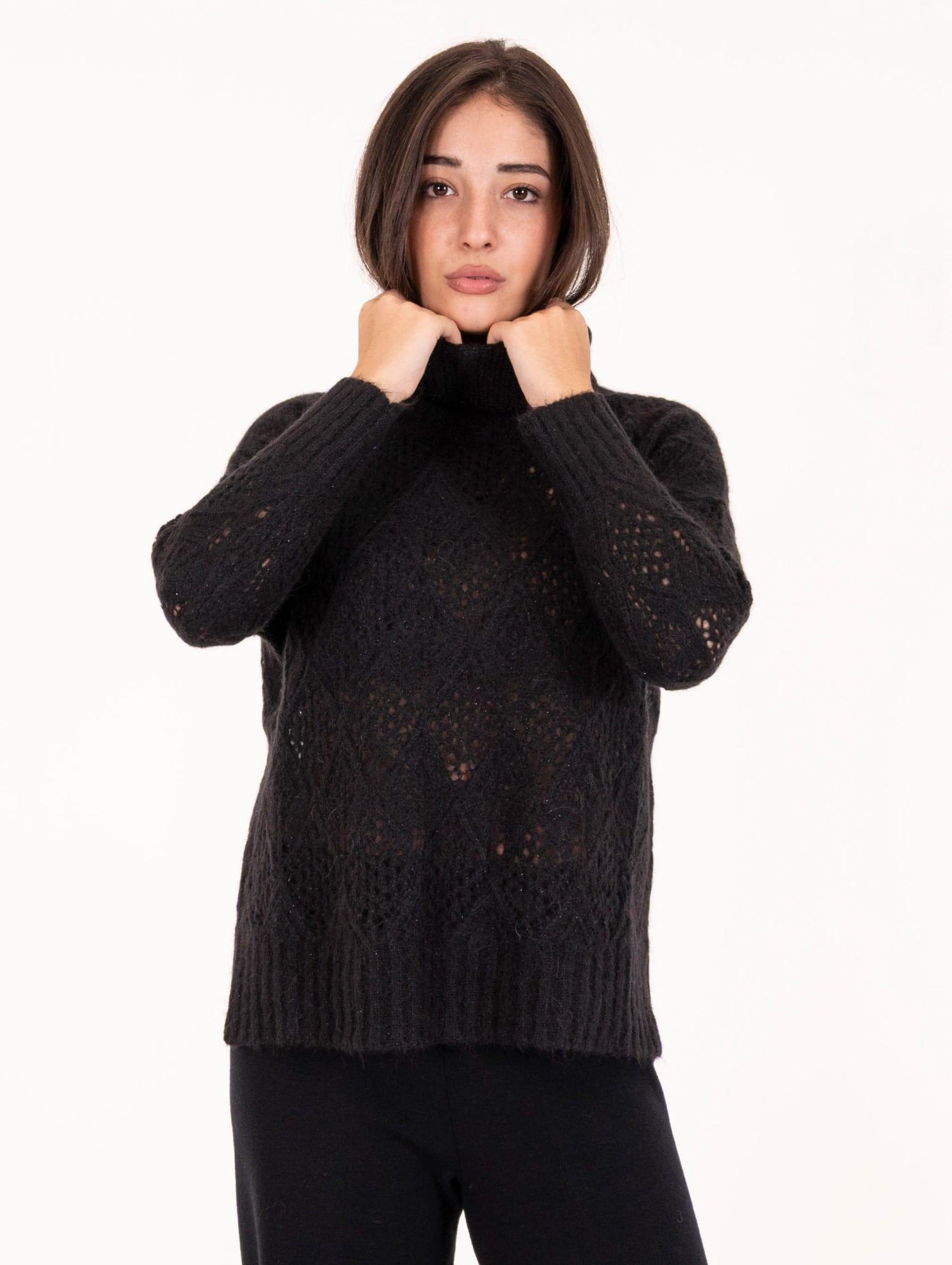 Pull Dolcevita D.Exterior in Lana e Alpaca Nero