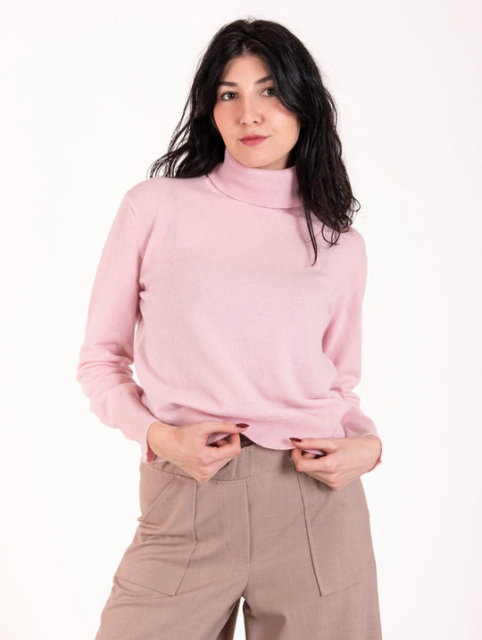 Pull Dolcevita Daniele Fiesoli in Lana e Cachemire Rosa