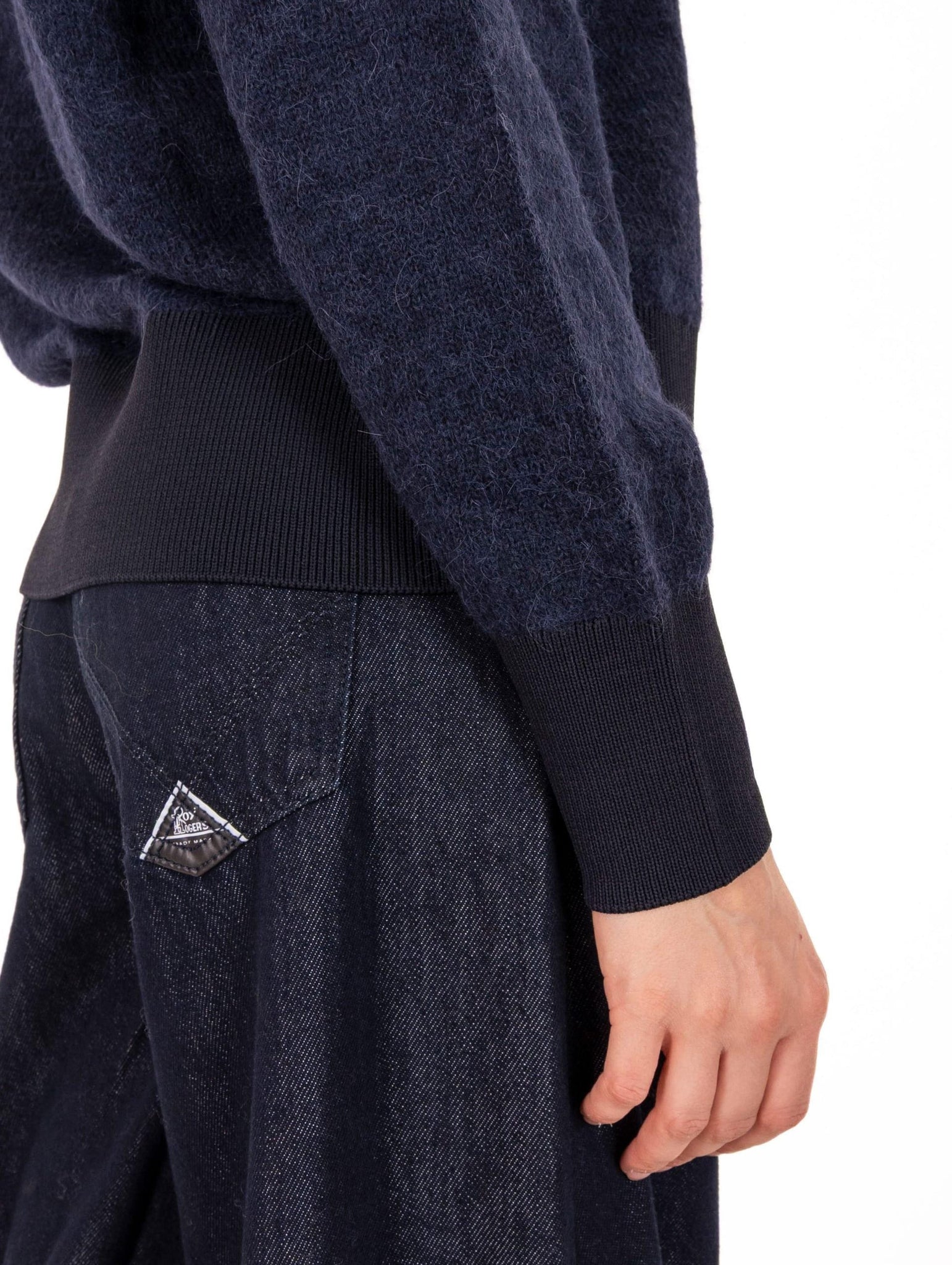 Pull Girocollo Alpha Studio in Lana e Alpaca Blu Notte