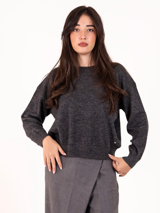 Pull Girocollo White Wise in Cachemire Antracite