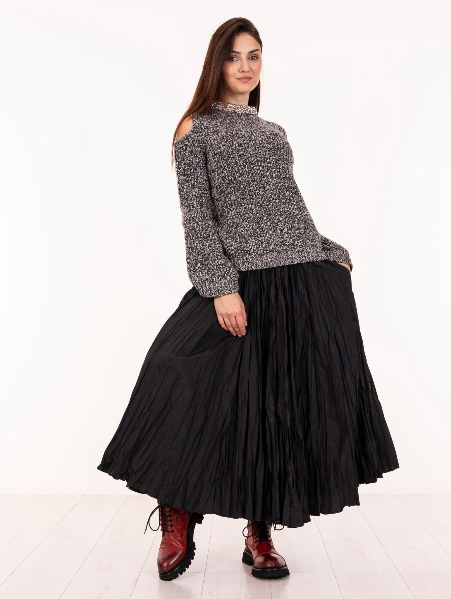 Pull Strass Circus Hotel in Cachemire Melange Nero