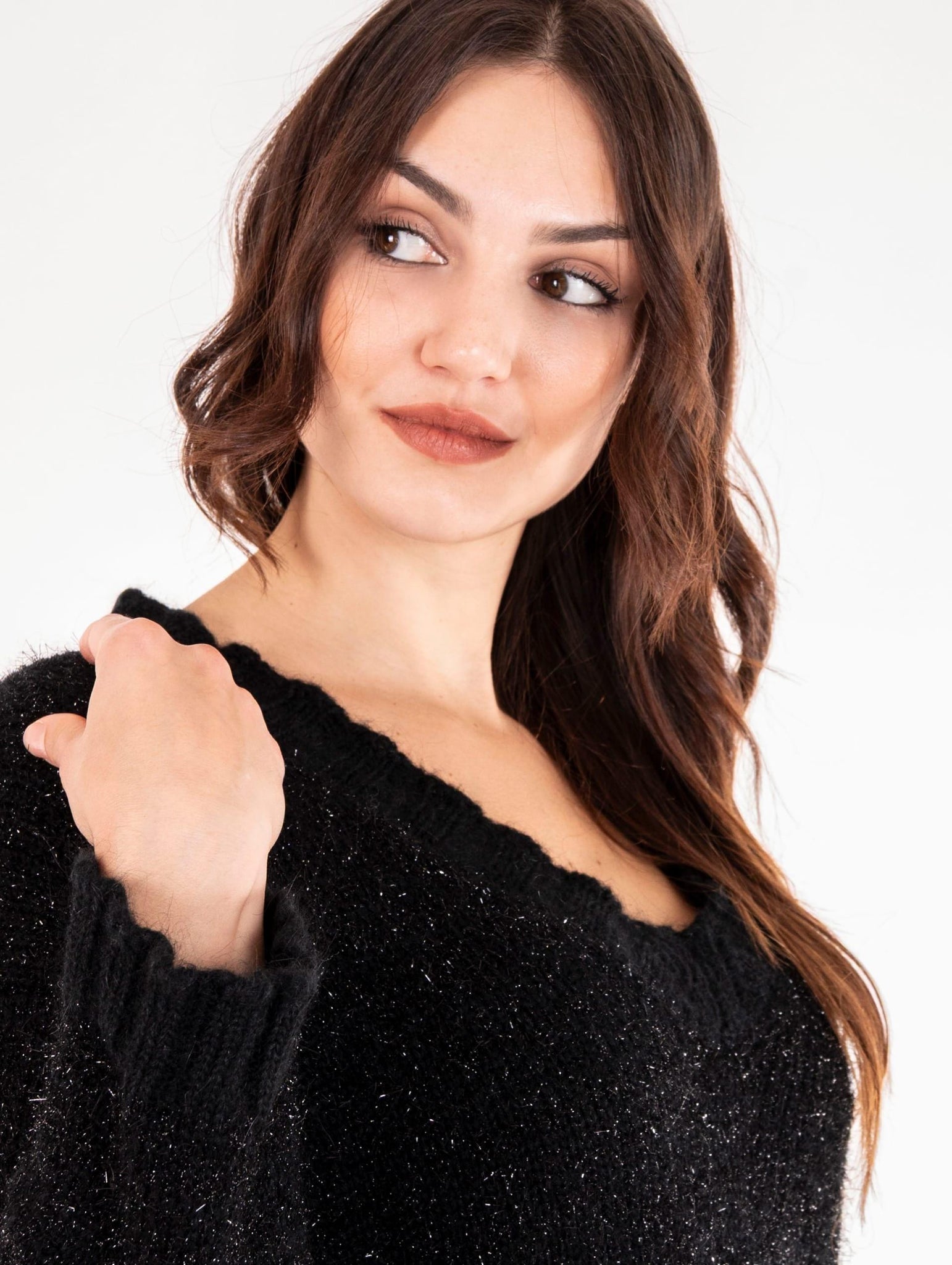 Pull V Anna Molinari in Fil Coupè Nero