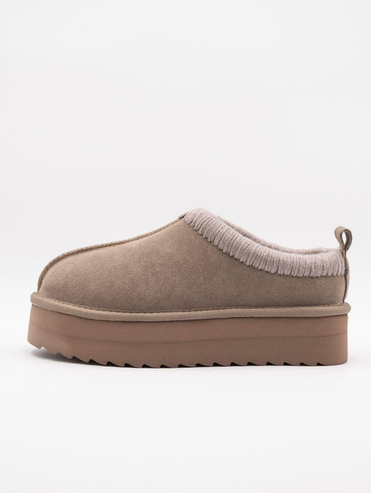 Sabot Platform Colors of California Cuciture Maxi in Suede Taupe