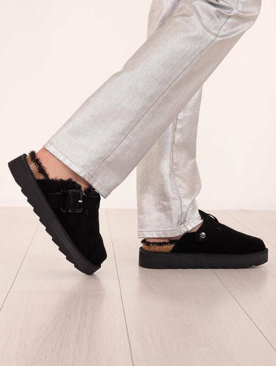 Sabot Platform Colors of California in Suede Black