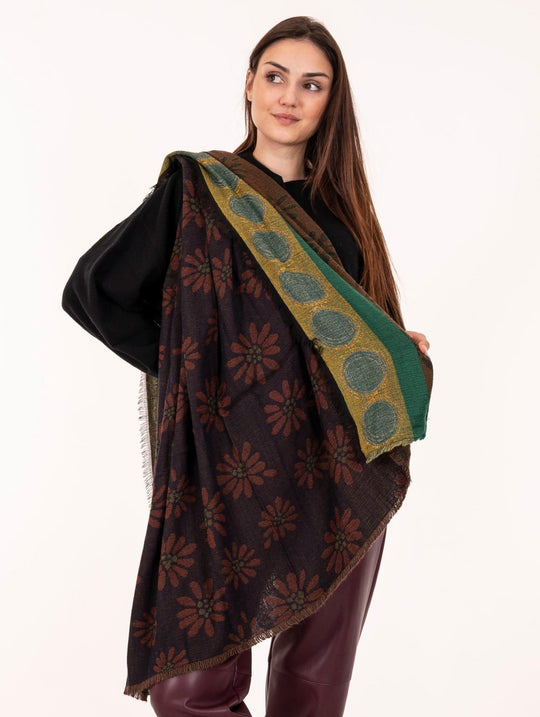 Alessia Santi Scarf Blue and Spice Pattern