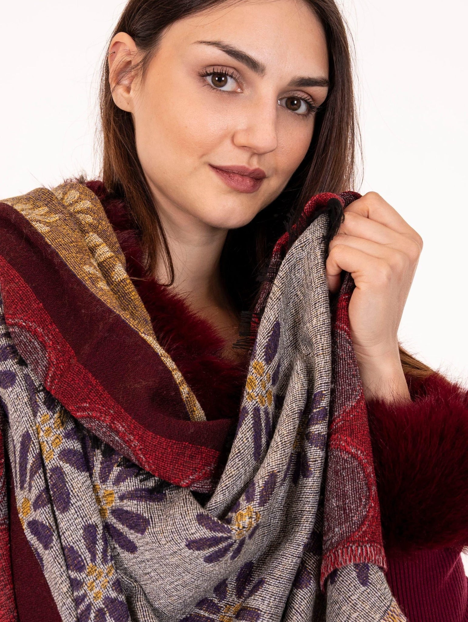 Sciarpa Alessia Santi Fantasia Rosa e Cipolla