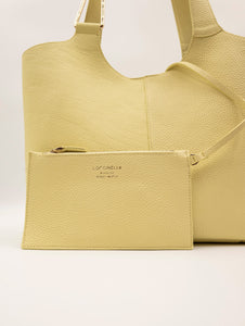 Shopping Bag Coccinelle Brume in Pelle Martellata Giallo