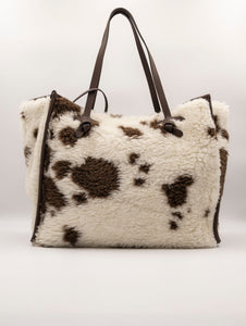 Shopping Bag Marcella Gianni Chiarini Faux Fur Bianca e Marrone