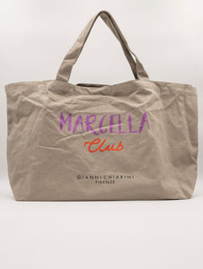 Shopping Bag Marcella Gianni Chiarini in Tessuto e Pelle Bianca