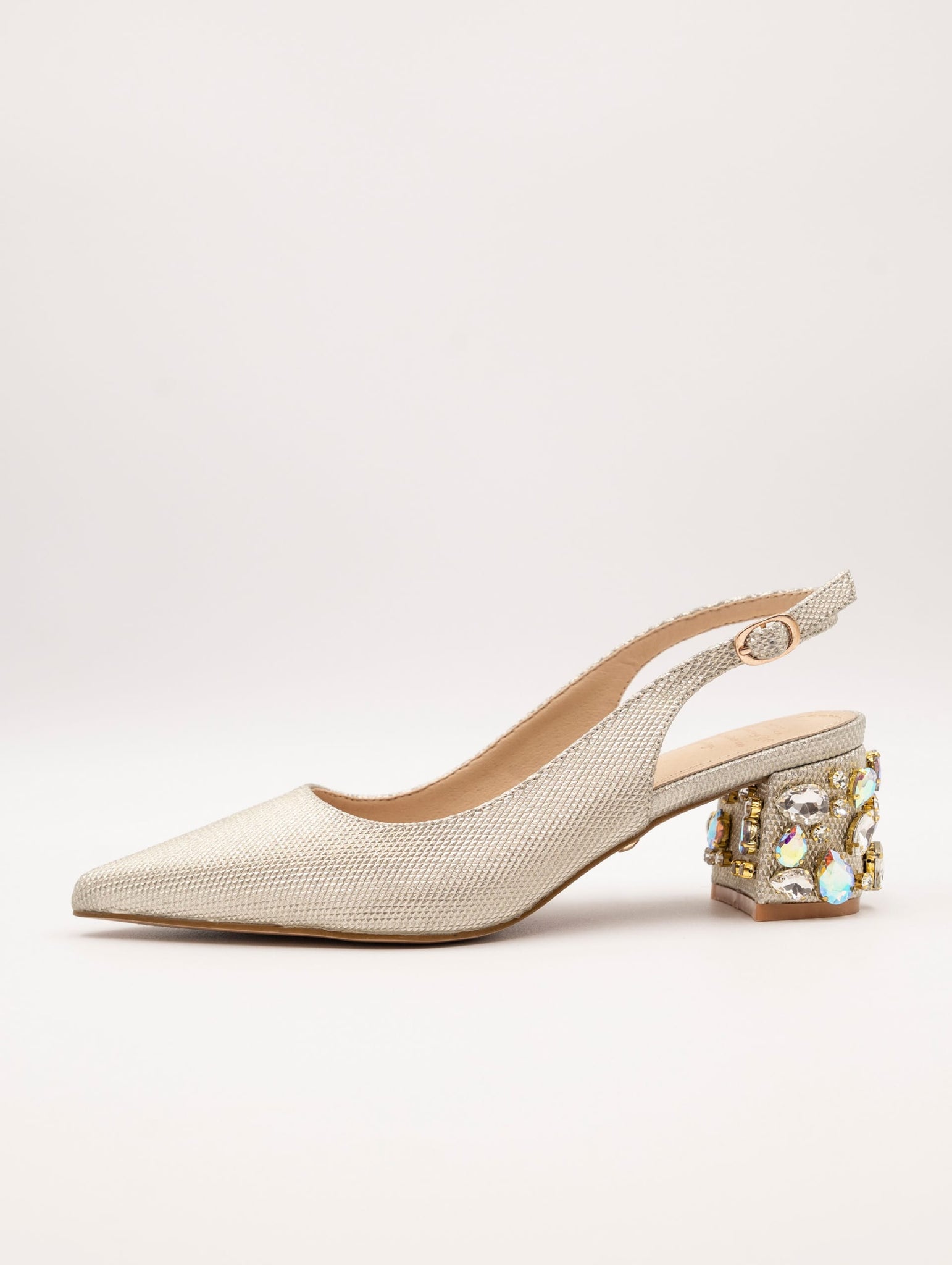 Slingback Twenty Fourhaitch Asmid In Tessuto Diamantato Oro