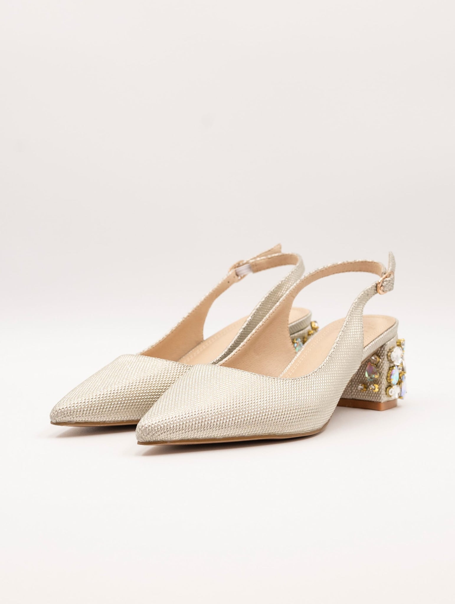 Slingback Twenty Fourhaitch Asmid In Tessuto Diamantato Oro