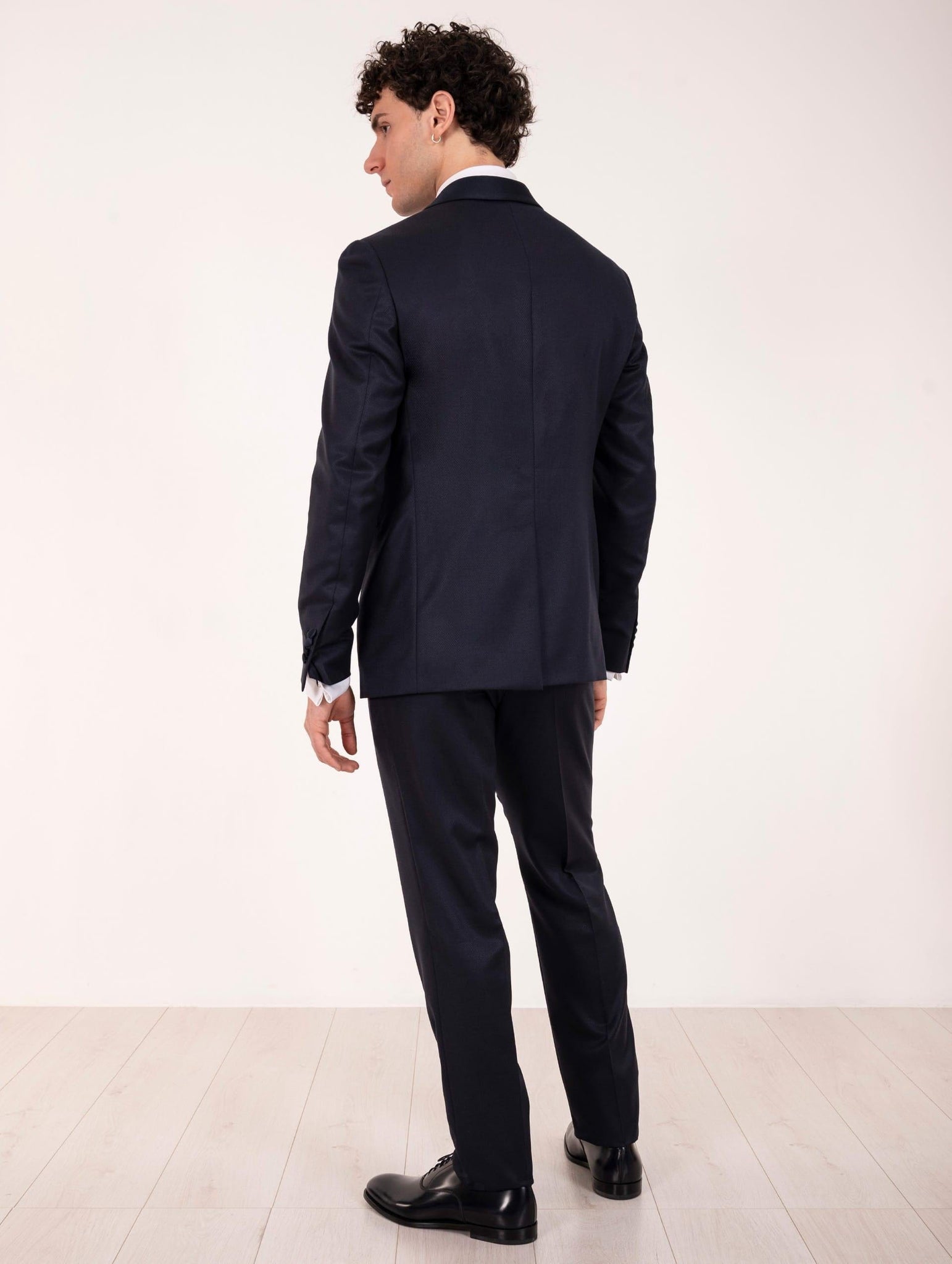 Smoking Rever Sciallato Luigi Bianchi Mantova in Lana Vergine e Seta Drago Blu Notte