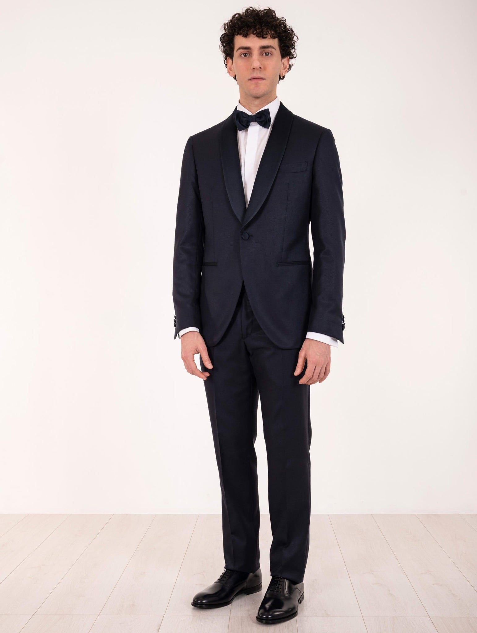 Smoking Rever Sciallato Luigi Bianchi Mantova in Lana Vergine e Seta Drago Blu Notte