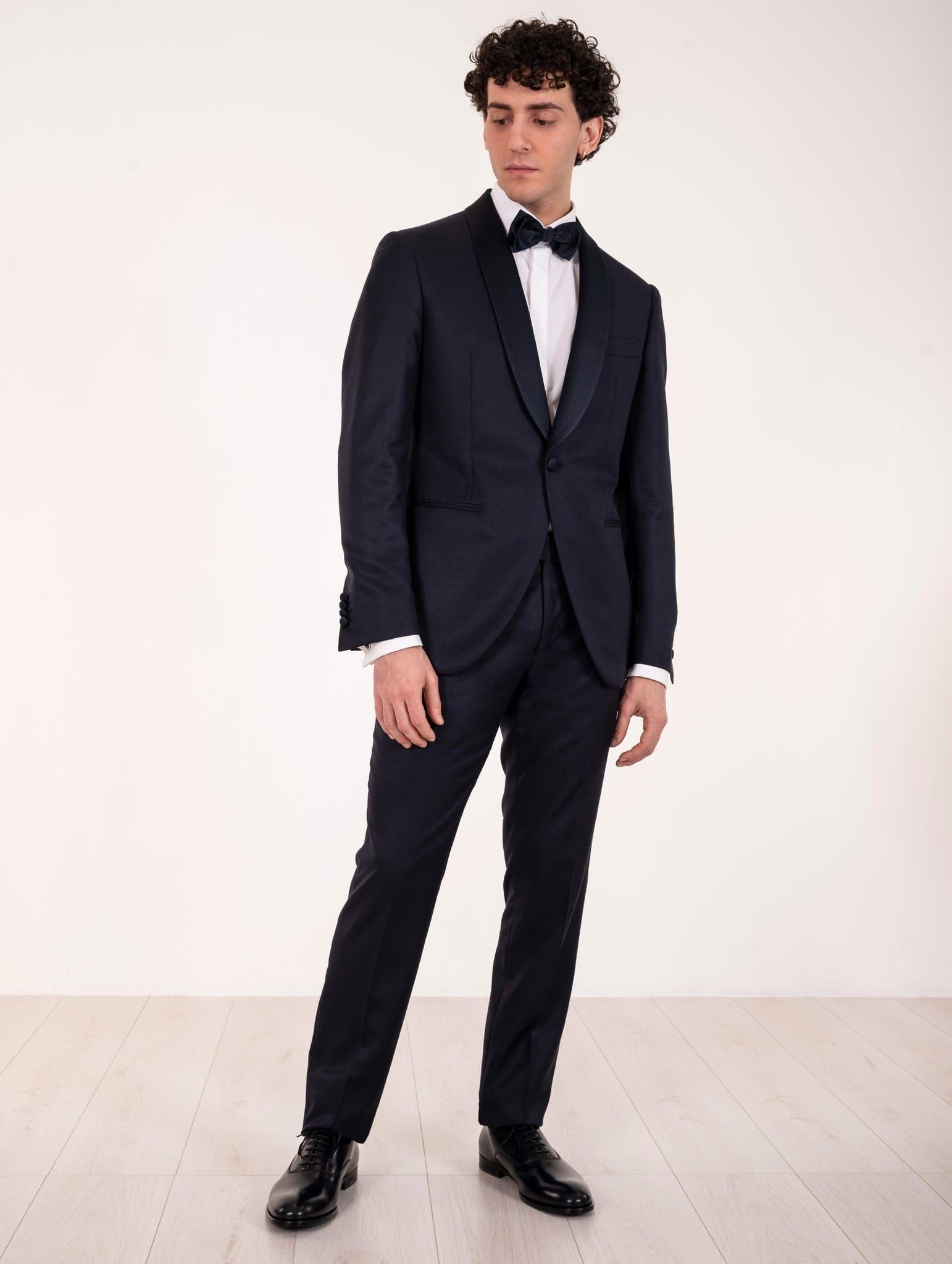 Smoking Rever Sciallato Luigi Bianchi Mantova in Lana Vergine e Seta Drago Blu Notte