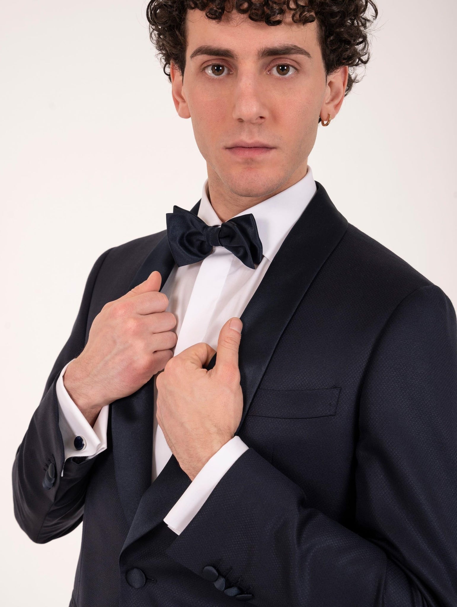 Smoking Rever Sciallato Luigi Bianchi Mantova in Lana Vergine e Seta Drago Blu Notte