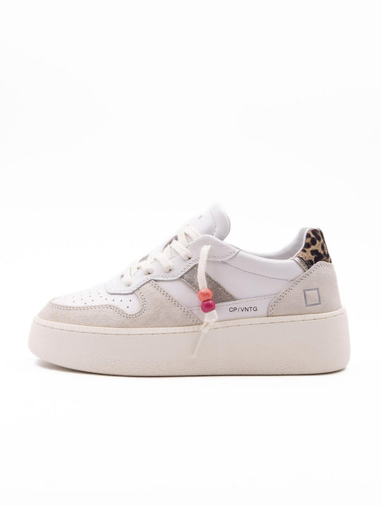 Sneaker Date Animalier in Pelle Bianca