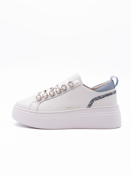 Sneaker Emanuelle Vee in Pelle Bianca e Navy