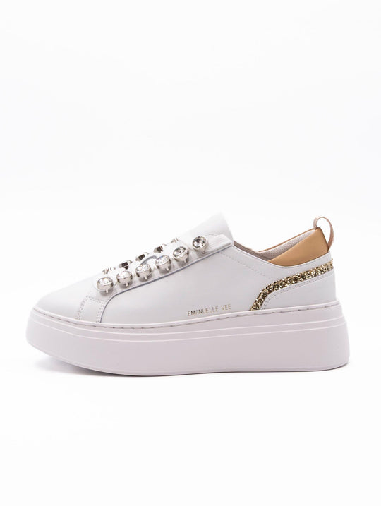 Sneaker Emanuelle Vee in Pelle Bianca e Oro