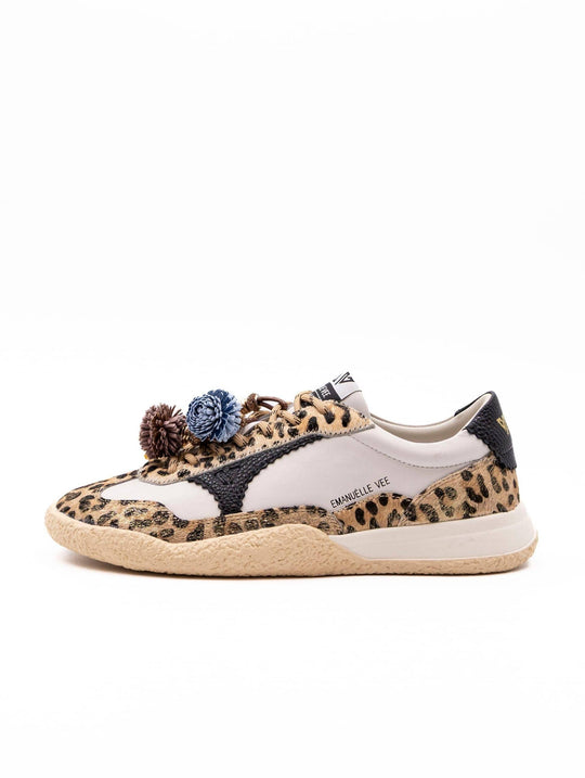 Sneaker Emanuelle Vee aus weißem und goldenem Leder
