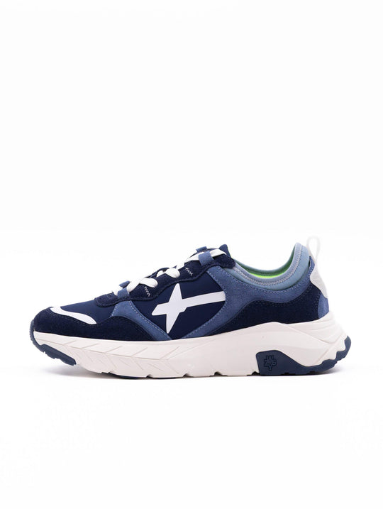 Sneaker W6YX in Tessuto Tecnico e Suede Blu e Navy