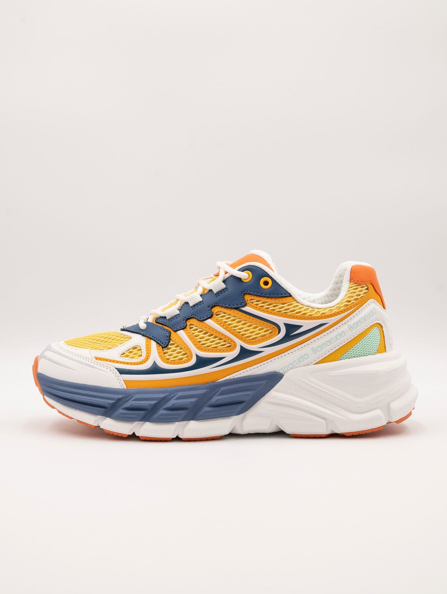 Sneakers Barracuda Round One in Tessuto e Pelle Arancio e Blu