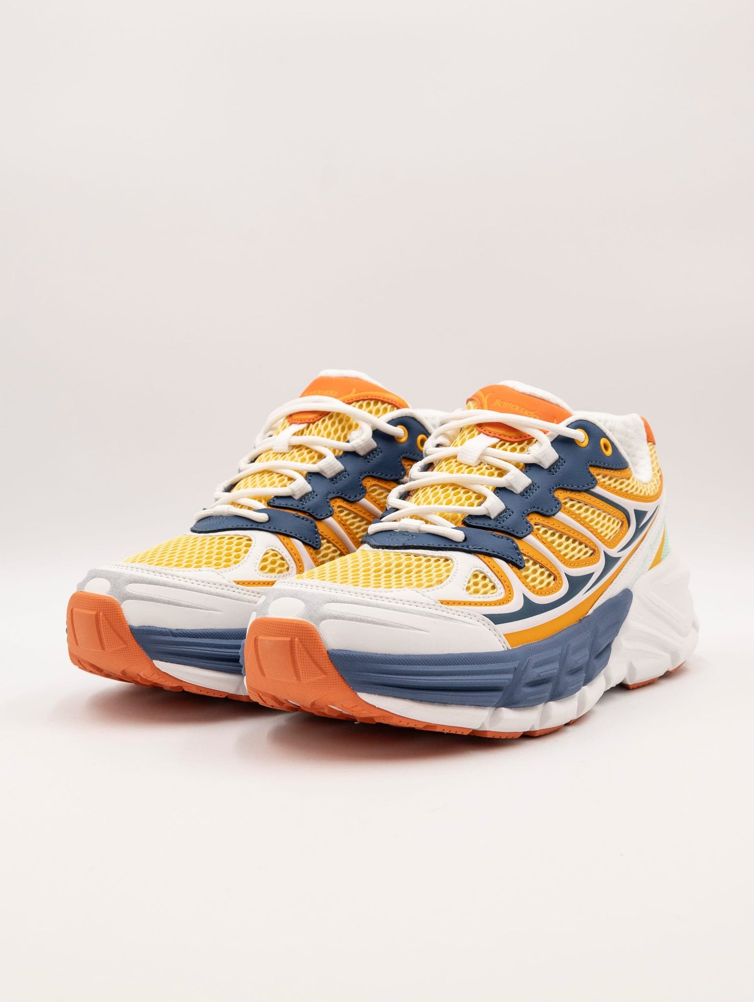 Sneakers Barracuda Round One in Tessuto e Pelle Arancio e Blu