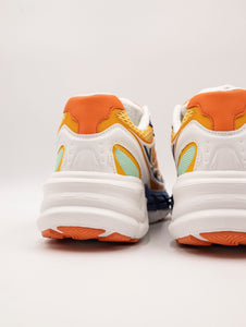 Sneakers Barracuda Round One in Tessuto e Pelle Arancio e Blu