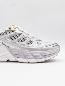 Sneakers Barracuda Round One in Tessuto e Pelle Bianco e Argento