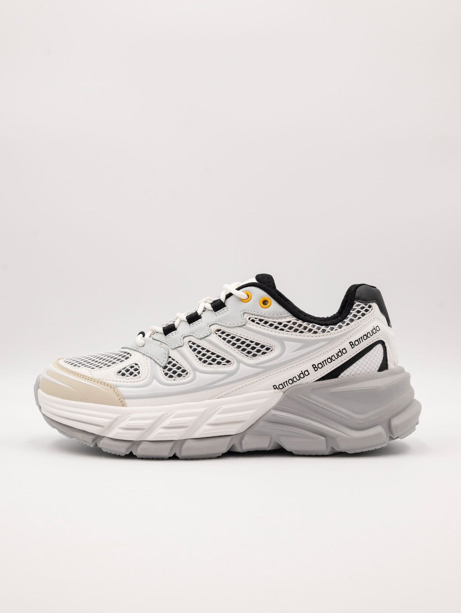 Sneakers Barracuda Round One in Tessuto e Pelle Bianco e Grigio