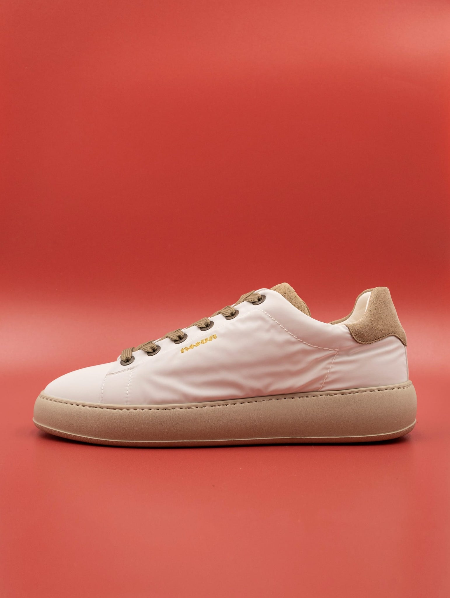 Sneakers Bast Noova in Nylon e Nappa Bianco e Beige