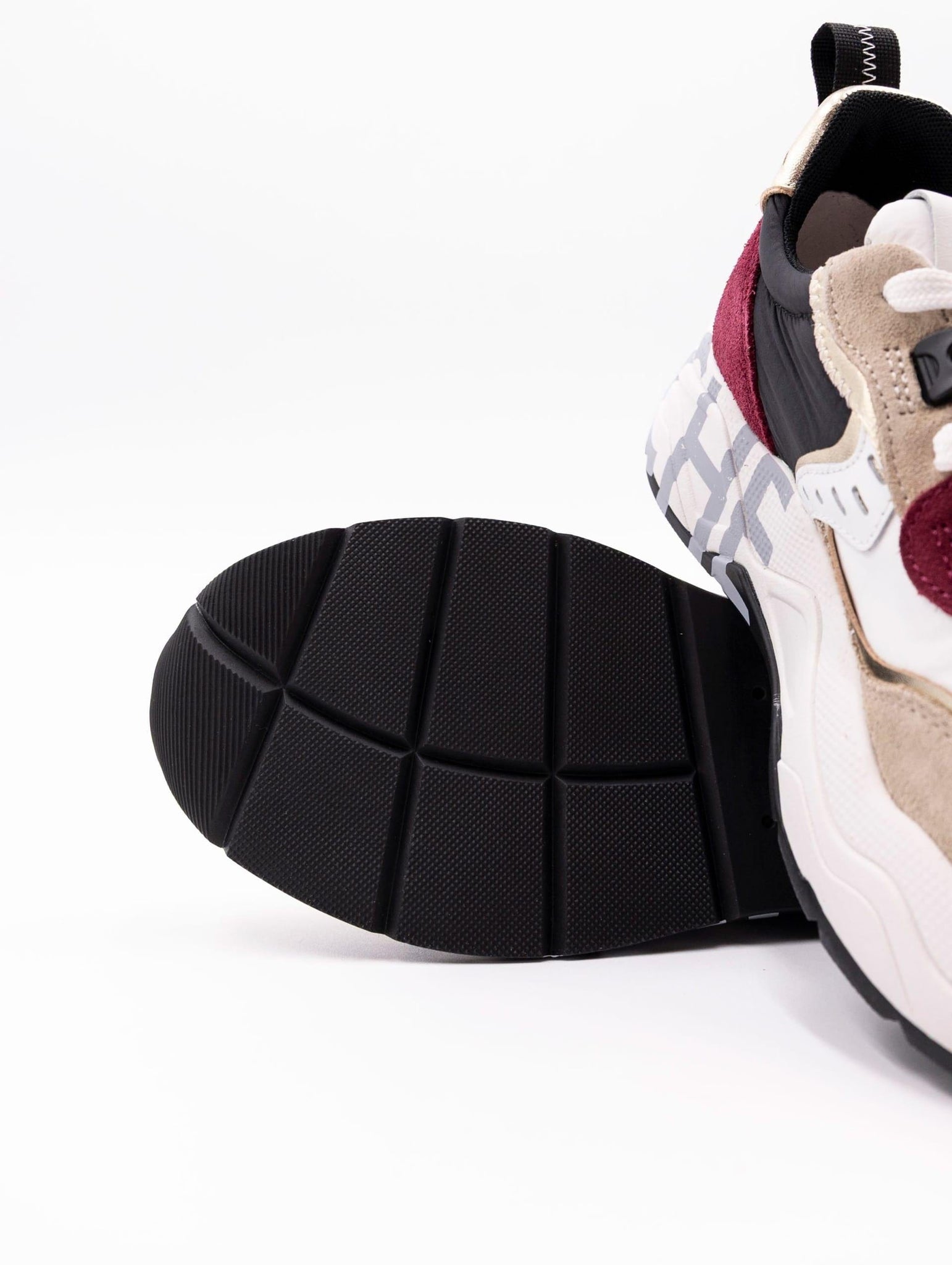 Sneakers Club Voile Blanche in Suede e Nylon Beige e Ruby