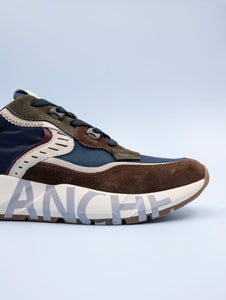 Sneakers Club01 Voile Blanche Marrone e Navy