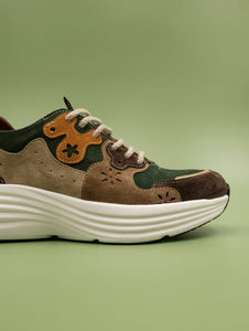 Sneakers Crosta Chiarini Bologna in Suede Verde Multicolor