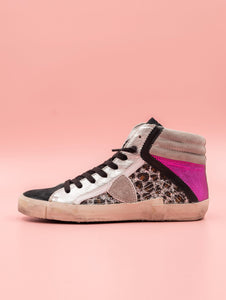 Sneakers High Philippe Model Prsx Argento e Rosa