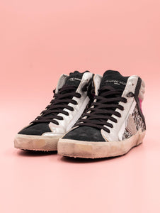 Sneakers High Philippe Model Prsx Argento e Rosa