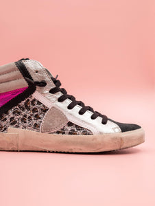 Sneakers High Philippe Model Prsx Argento e Rosa