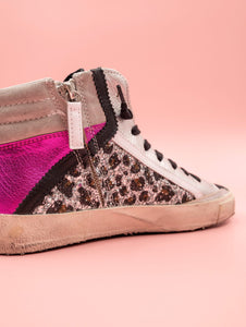 Sneakers High Philippe Model Prsx Argento e Rosa