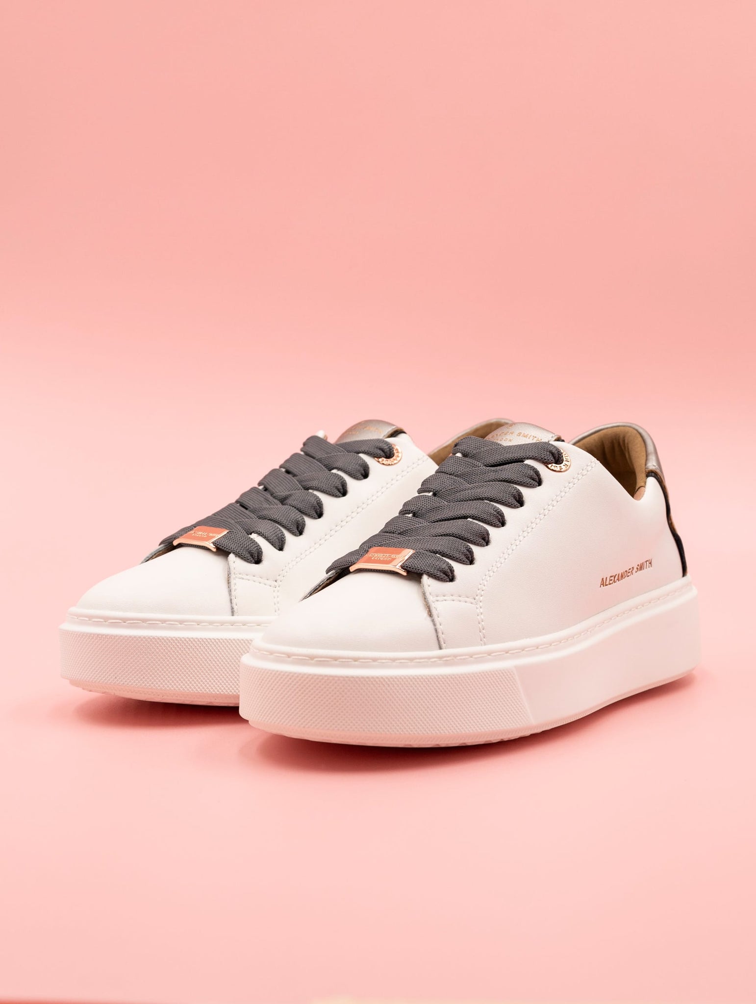 Sneakers London Alexander Smith in Pelle Bianca e Argento