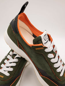 Sneakers Noova New One in Suede Militare e Arancio