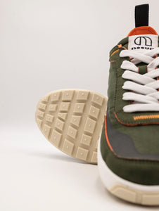 Sneakers Noova New One in Suede Militare e Arancio