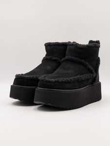 Stivaletto Shearling Platform Coccinelle in Suede Nero