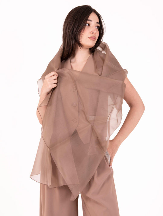 Stola D. Exterior in Pura Seta Moka