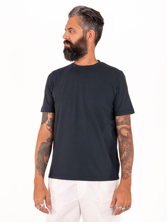 T-Shirt Alpha Studio in Cotone Ice Blu Notte