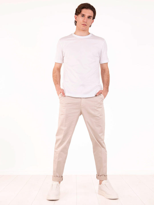 T-Shirt Eleventy Milano Platinum in Cotone Giza Bianco e Grigio